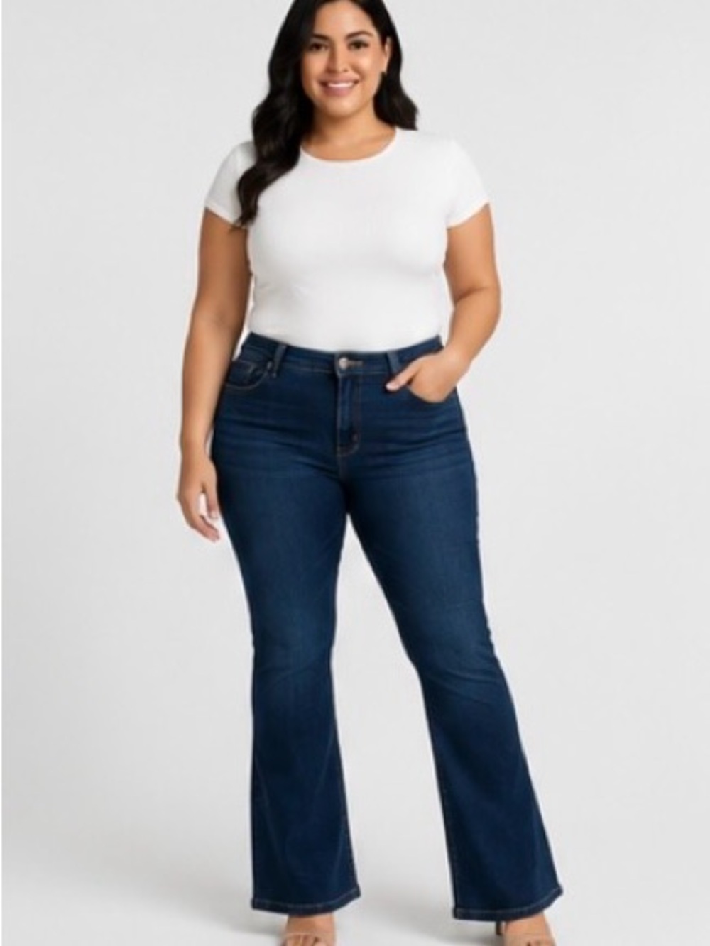 a.n.a Dark Blue Flare Jeans - Plus Size